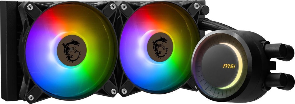MSI MAG CoreLiquid E240 Black - AIO ARGB CPU Liquid Cooler - Rotating Cap Design - 240mm Radiator - Dual 120mm ARGB PWM Fans - LGA 1851,1700 Ready / AM5 Compatible
