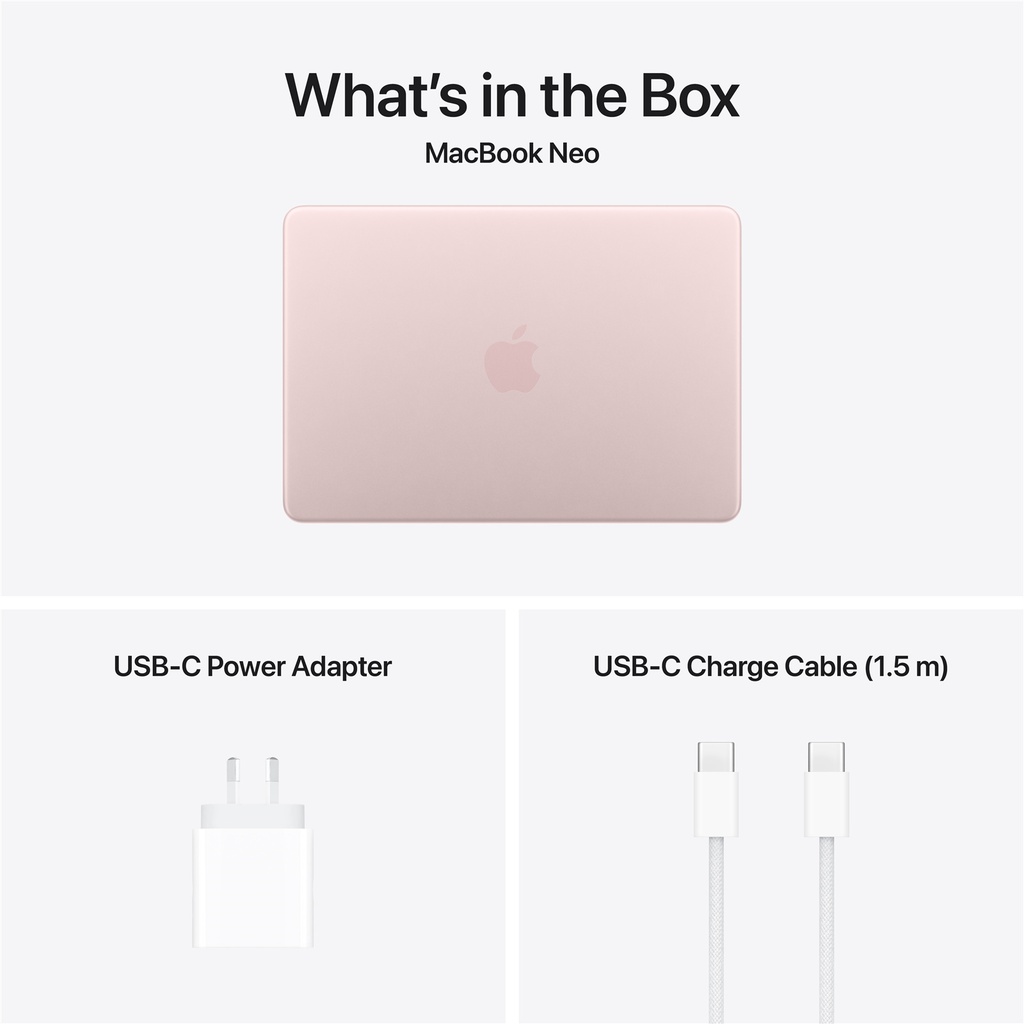 Apple MacBook Neo 13" | A18 Pro | 6 Core CPU | 5 Core GPU | 16 Core Neural Engine | 8GB Memory | 256GB SSD | Blush