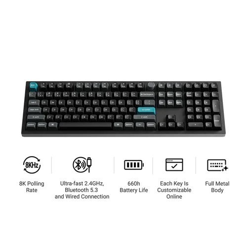 Keychron Q6 Ultra 8K Wireless Black Silk POM Switch BANANA Custom Mechanical Keyboard