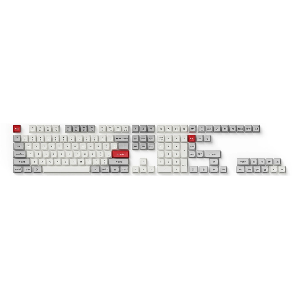 Keychron Double Shot KSA PBT Keycap Full Keycap Set - Light Gray and White