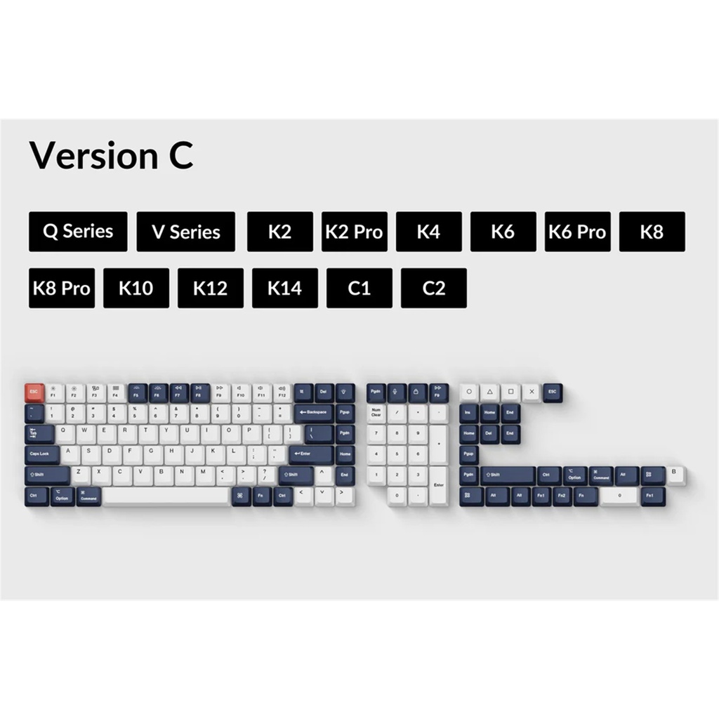Keychron OEM Dye-Sub PBT Keycap Set - Bluish Black White Full Set