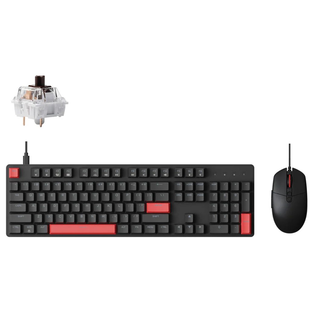 Keychron Lemokey X2 QMK Red Backlight Wired Mechanical Brown Switch Keyboard (With M55 Mouse Combo)