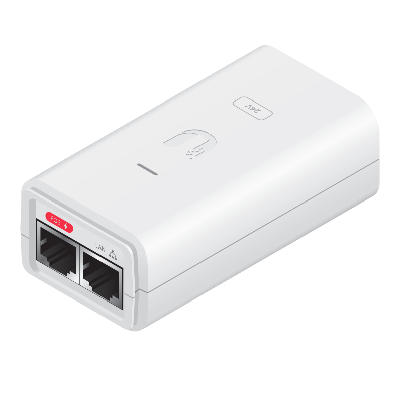 Ubiquiti 24V 0.3A White Gigabit Power over Ethernet Injector