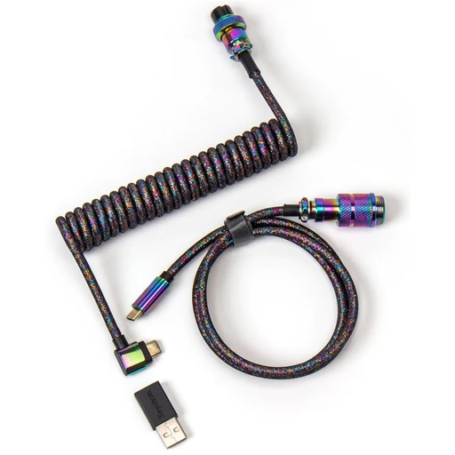 [KEYC-CAB-7] Keychron Coiled Aviator Cable-Angled Rainbow Palted black