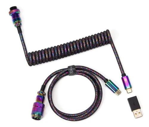 [KEYC-CAB-5] Keychron Coiled Aviator Cable-Straight Rainbow Palted black