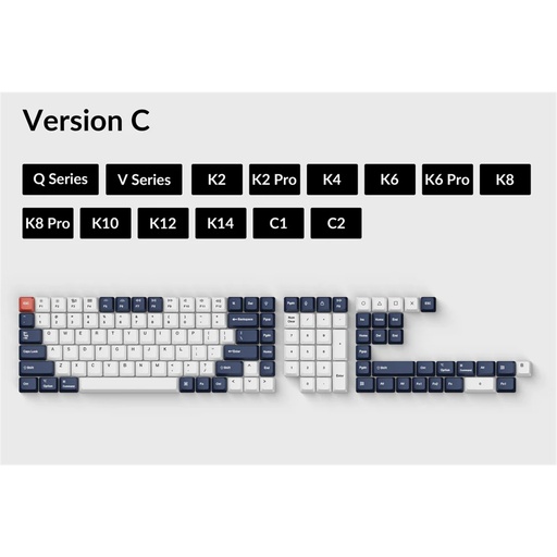 [KEYC-T6] Keychron OEM Dye-Sub PBT Keycap Set - Bluish Black White Full Set