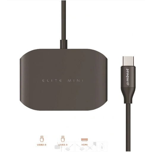 [MB-UC27-VGA] mbeat MB-UC27-HDM USB-C Multi-Port Adapter - One Each of HDMI, USB 3.0 and USB 2.0 Ports (Space Grey, Aluminium