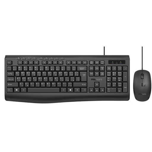 [COMBO-CM4] Promate Ergonomic Wired Multimedia Keyboard & Mouse Combo