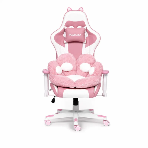 [PSCGCWP] Playmax Studio Cat Gaming Chair White/Pink With Cushion